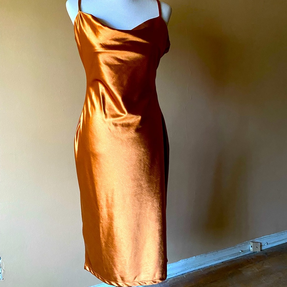 Rust Satin Dress